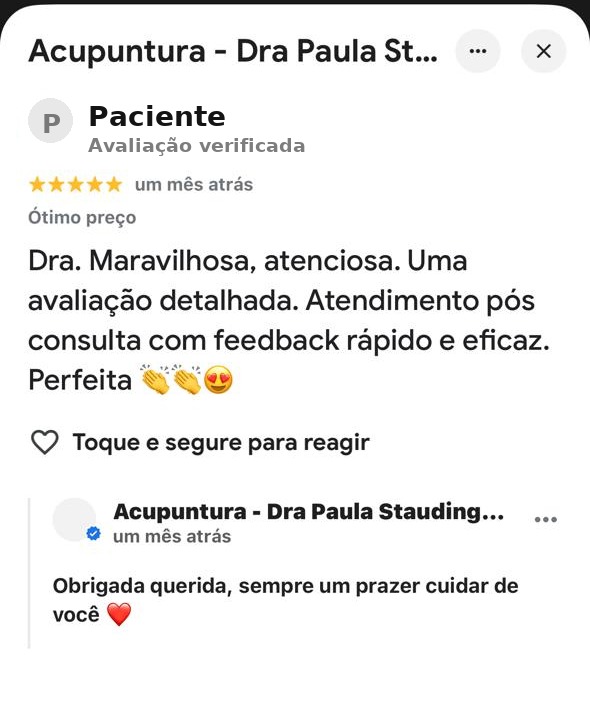 Avaliação de cinco estrelas no Google sobre o atendimento